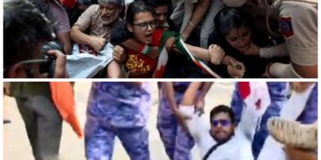 ഗ്യാനേഷ് കുമാറിന്റെ രാജി ആവശ്യപ്പെട്ട് ഡൽഹിയിൽ നടക്കുന്ന പ്രതിഷേധം